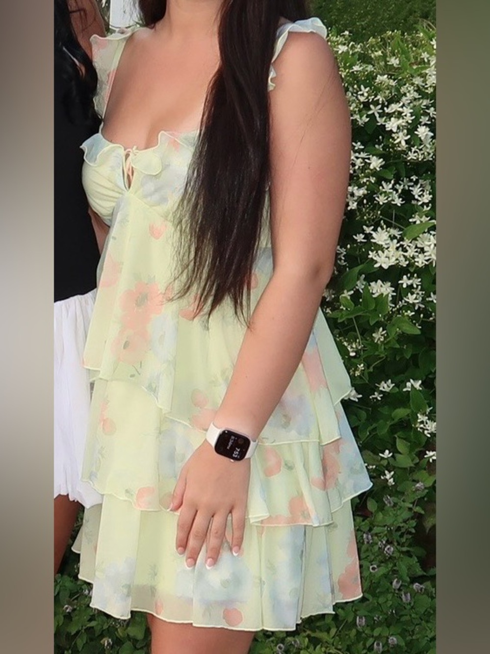 Pastel Floral Tiered Sundress in Lemon